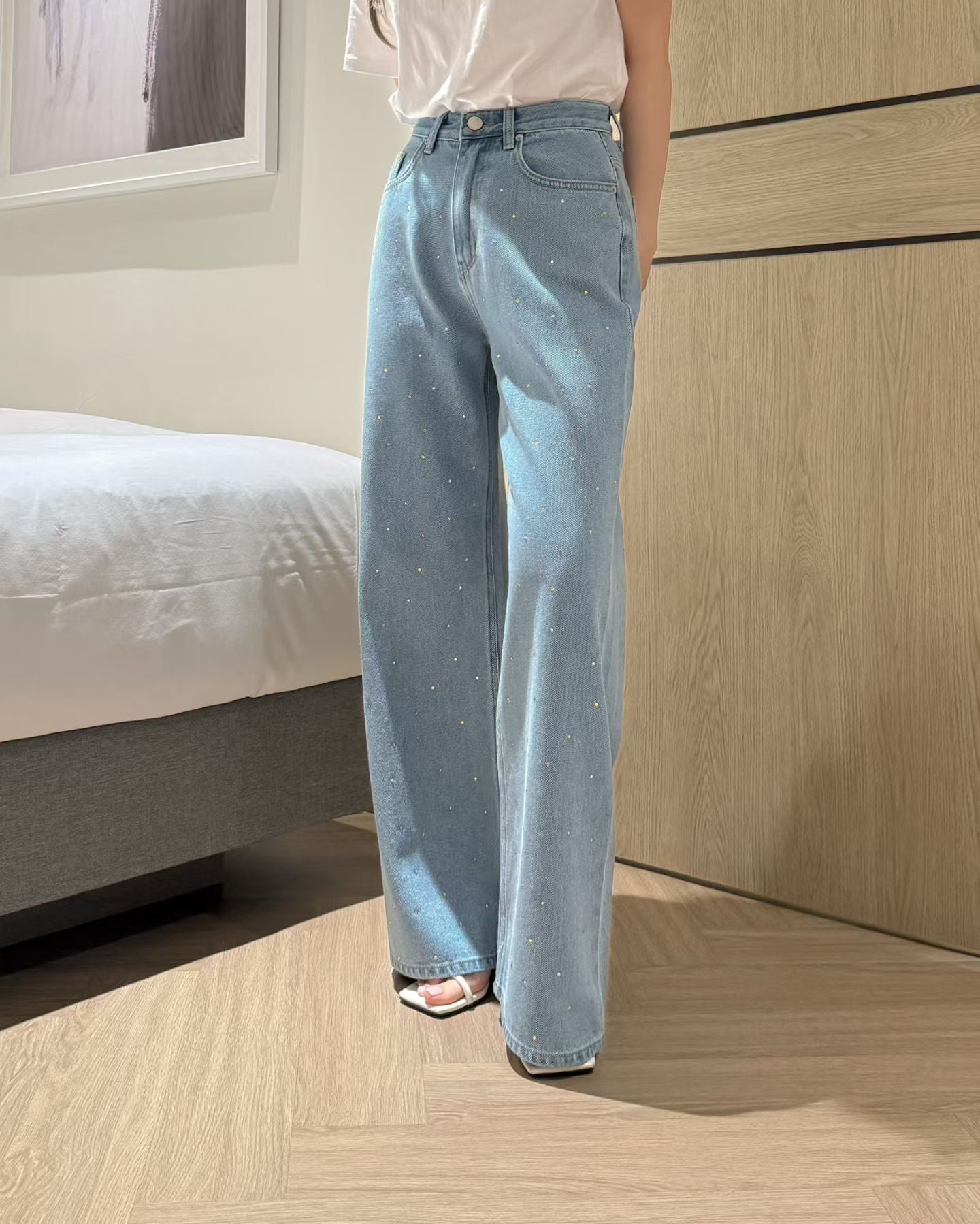 🆕 Sparkle Straight Wide-Leg Jeans - 3 colours