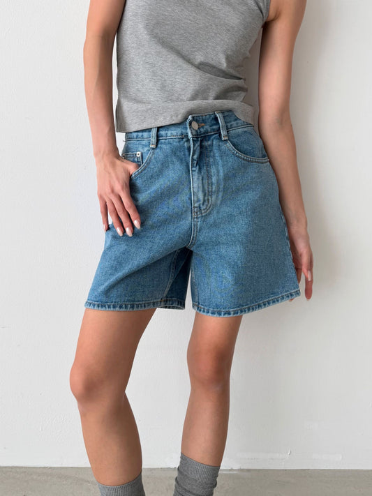 Sliding Denim Shorts