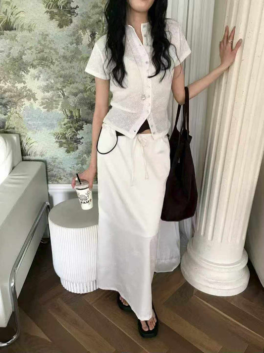 🆕 Satin Jacquard Drawstring Maxi Skirt - 2 colours