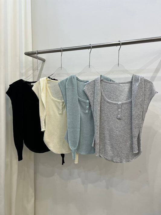 ๐ Convertible Henley Tie-Top - 4 colours