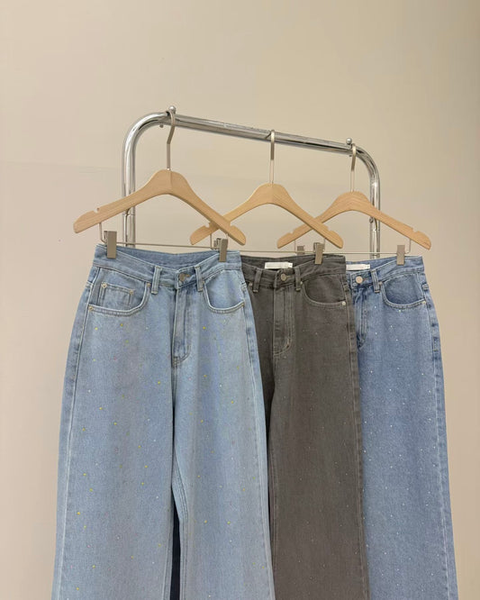 🆕 Sparkle Straight Wide-Leg Jeans - 3 colours