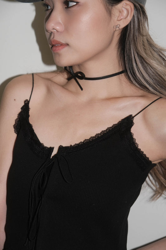 Ribbon Ribbon Chocker - Black
