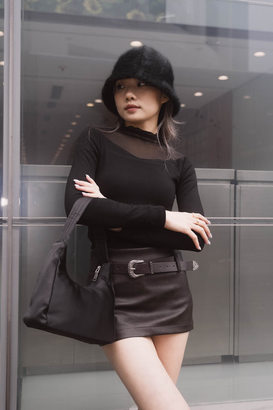 Sheer Glassy Top- Black