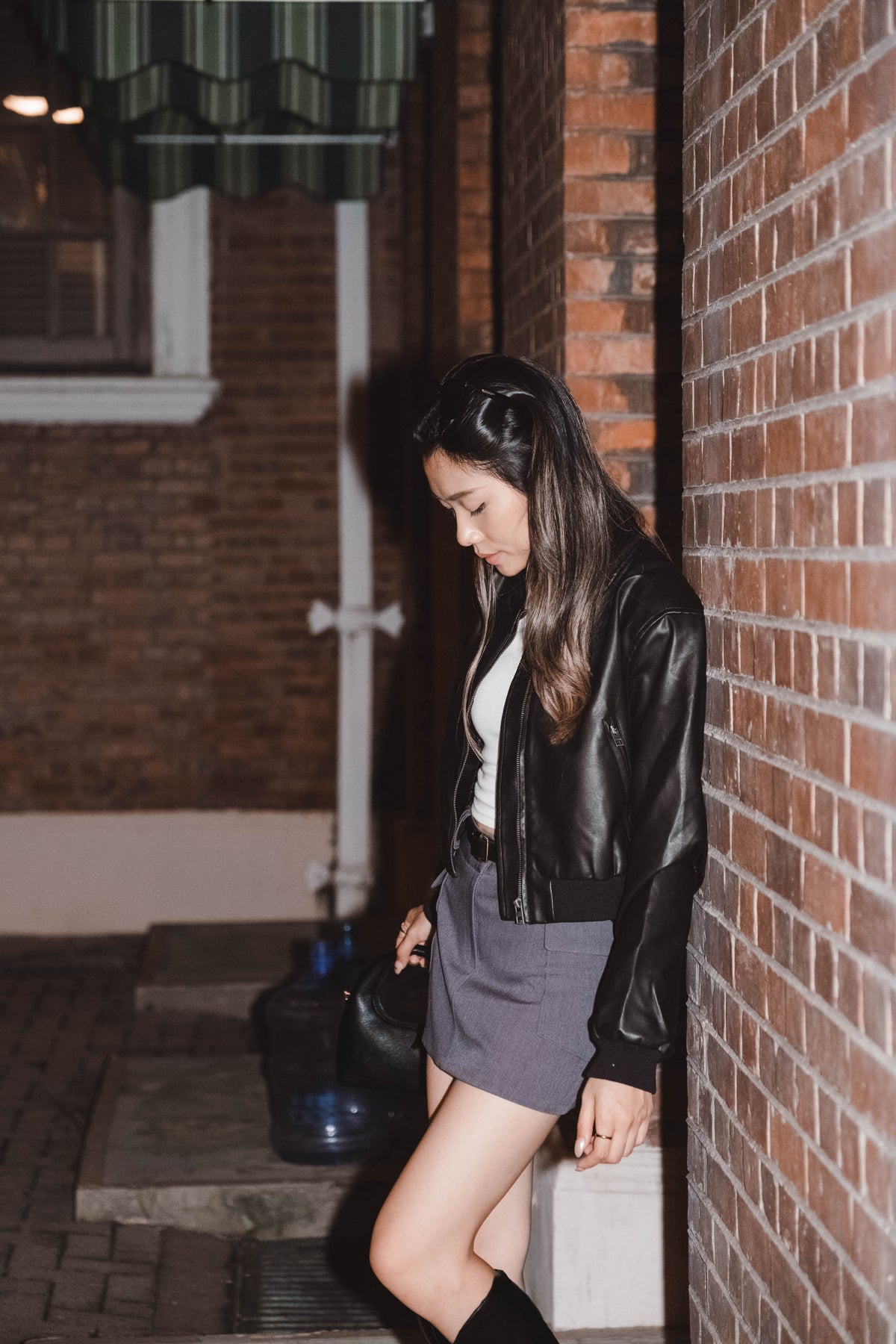 Faux Leather Bomber Jacket