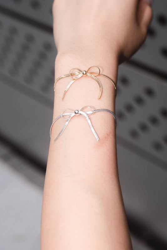 Snake Chain Ribbon Bracelet - Gold