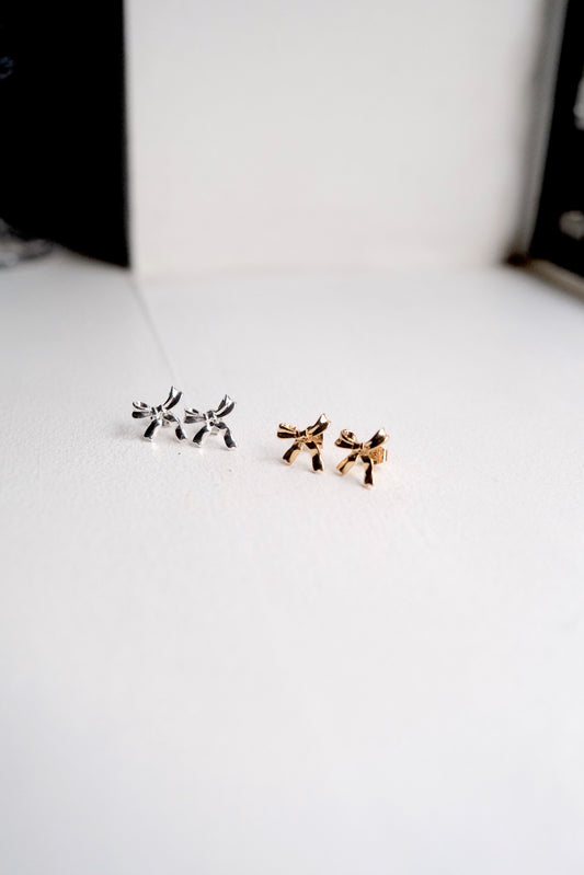 Floating Ribbon Earrings - Gold