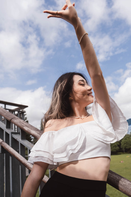 Dear Ruffle Off-shoulder Top - White