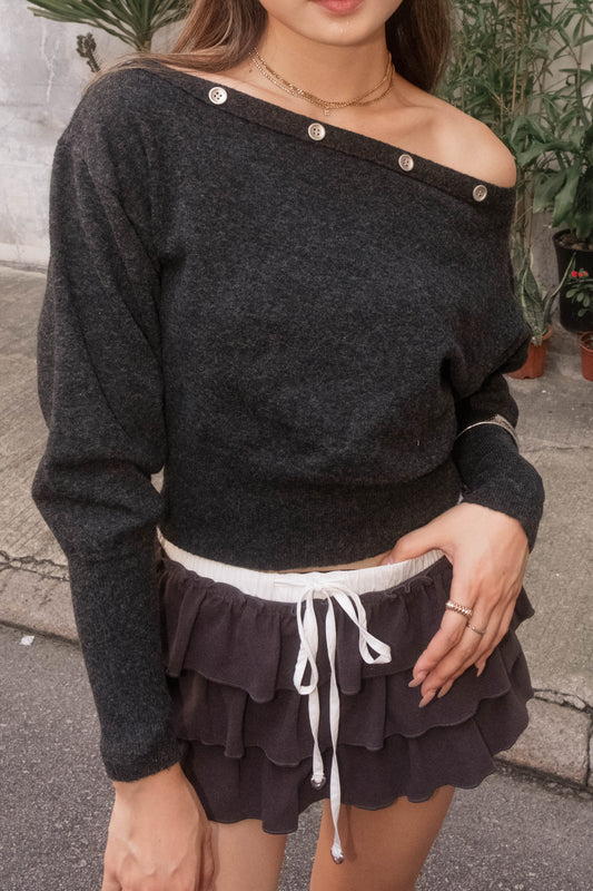 Asymmetrical Sweater With Buttons - 3 colours