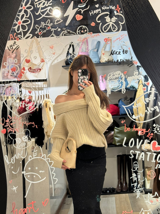 <SALE> Oversized Off-shoulder Chunky Sweater - 3 colours