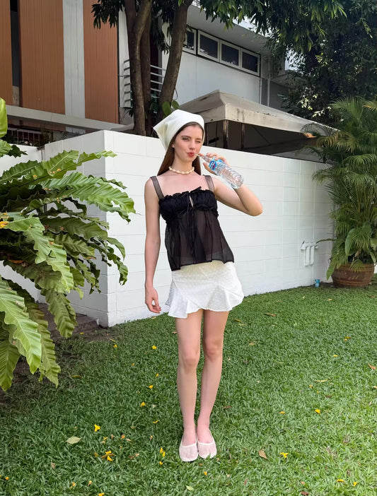 ๐ Hailey Ruffle Bow Babydoll Top - 3 colours