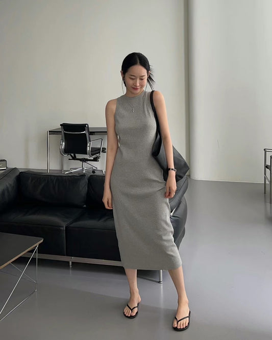 Endless Halter Neck Maxi Dress - Grey