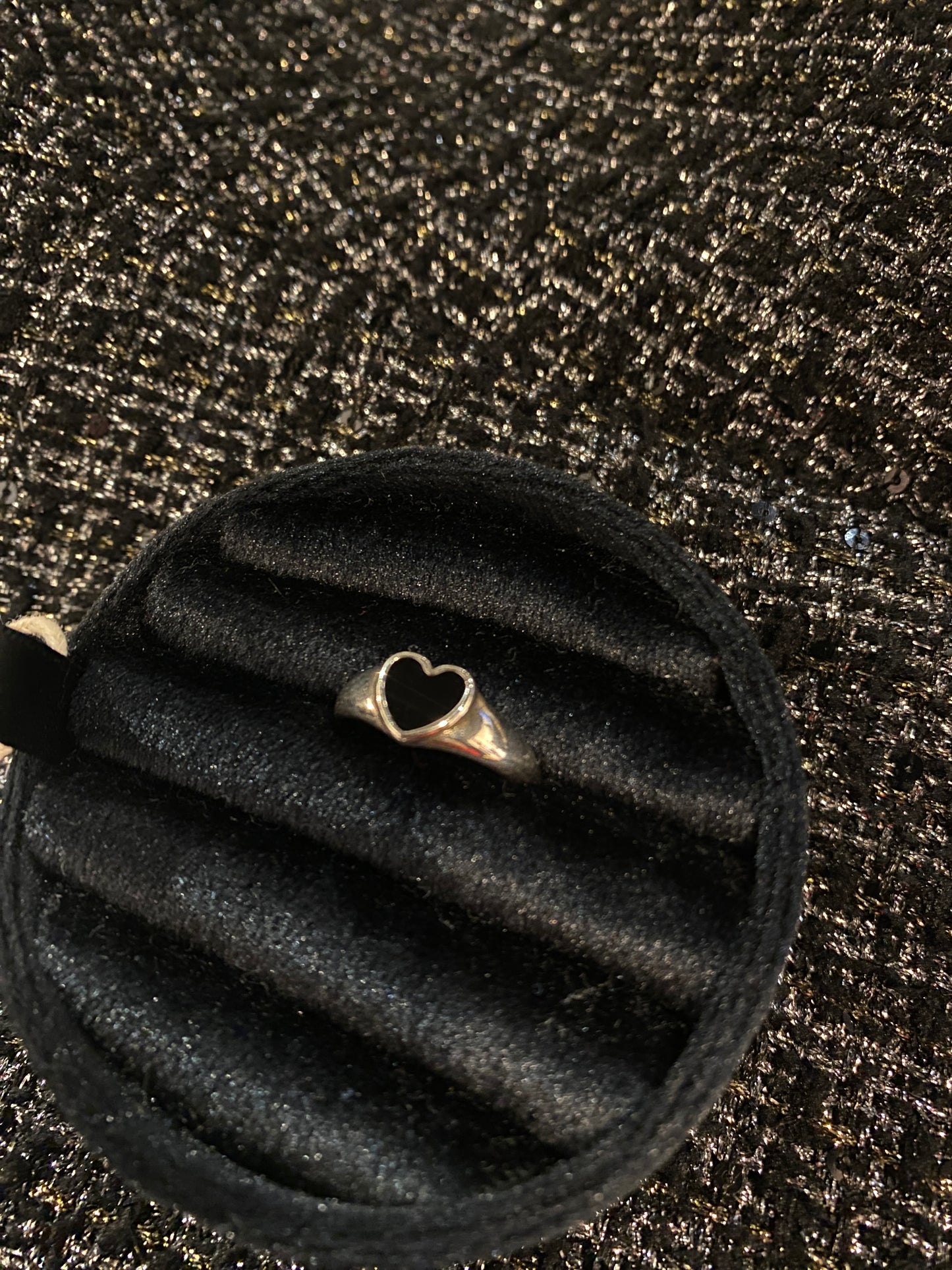 Signature Black Heart Ring - Silver