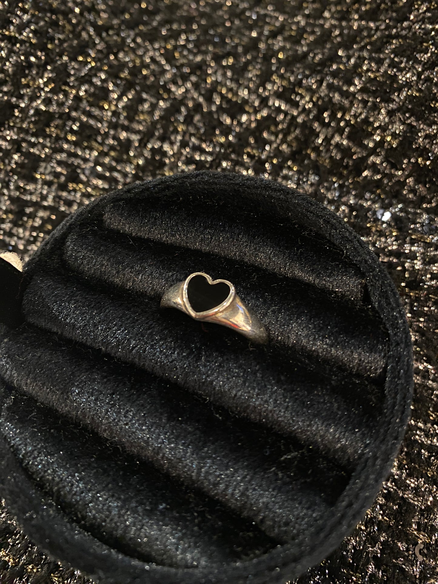 Signature Black Heart Ring - Silver