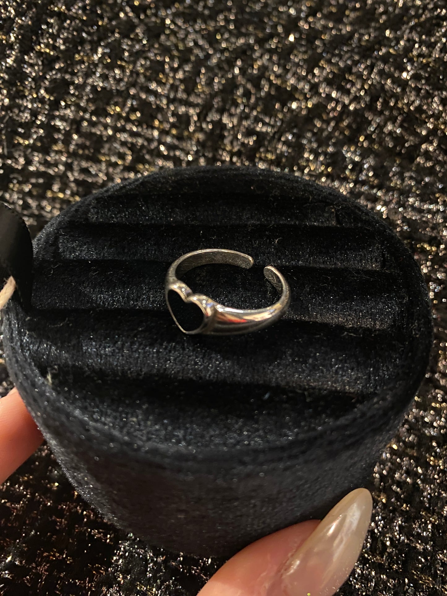 Signature Black Heart Ring - Silver
