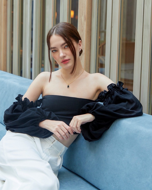Cinnamoroll Cloudy Off-shoulder Top - Black