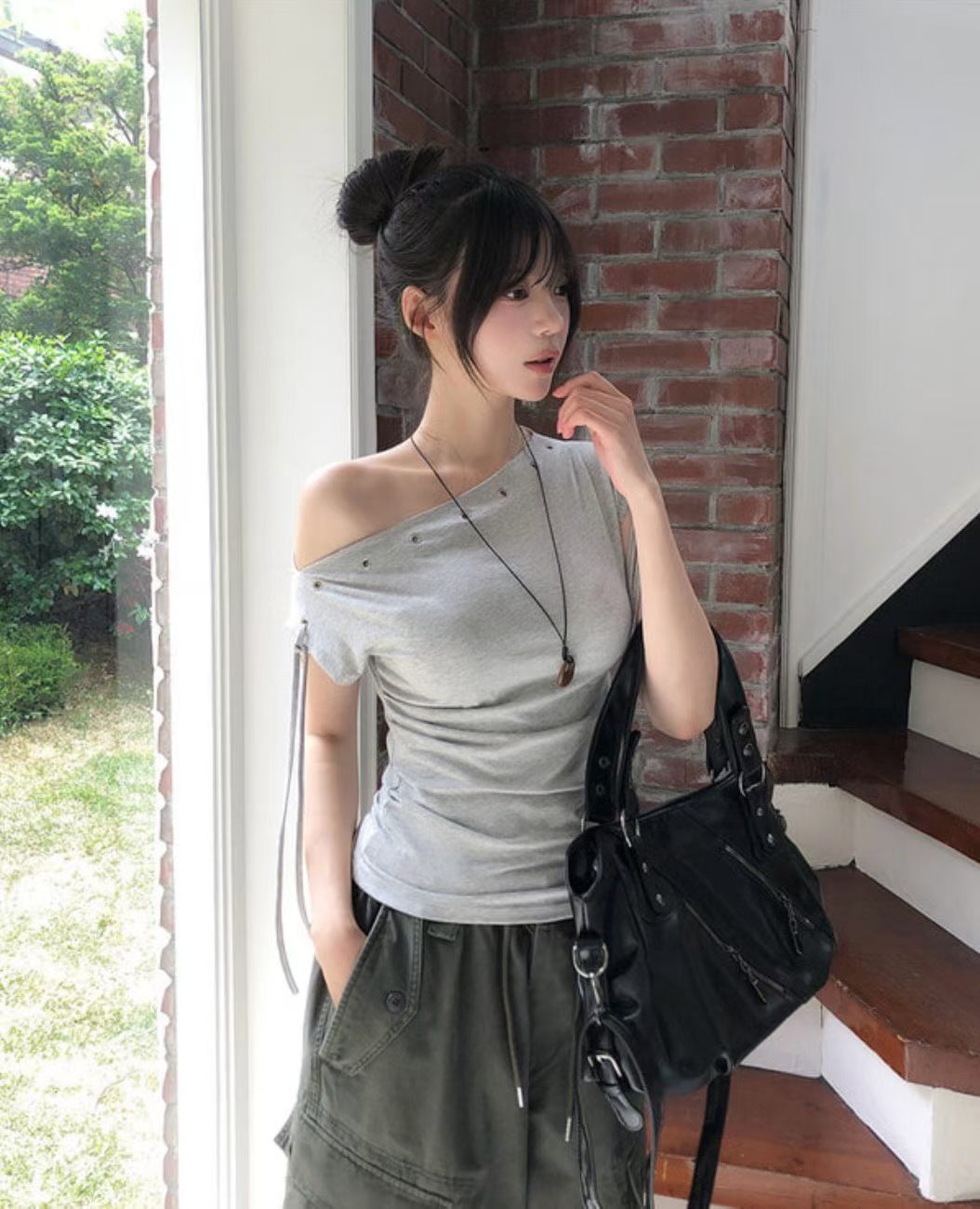 🆕 Eyelet Off-Shoulder Drawstring Top - 3 colours