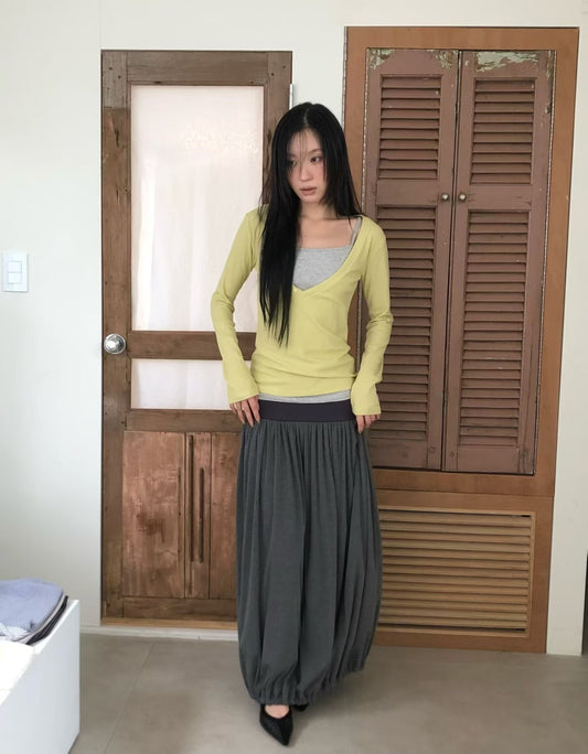 Layered V-Neck Ribbed Top - 3 colours