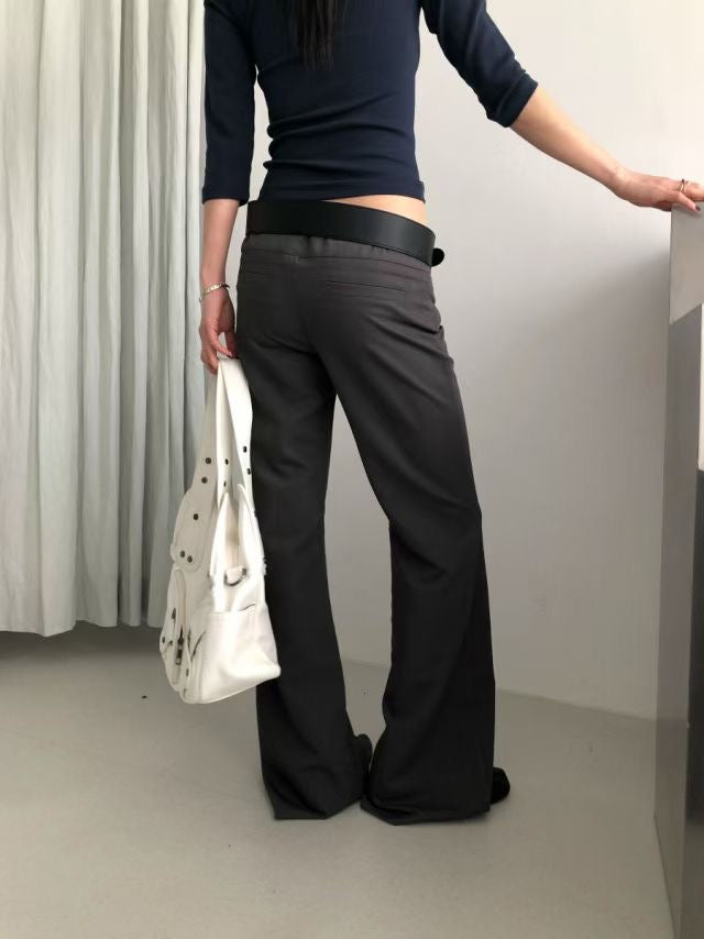 Anna Low Waist Flare Slack Pants - 2 colours