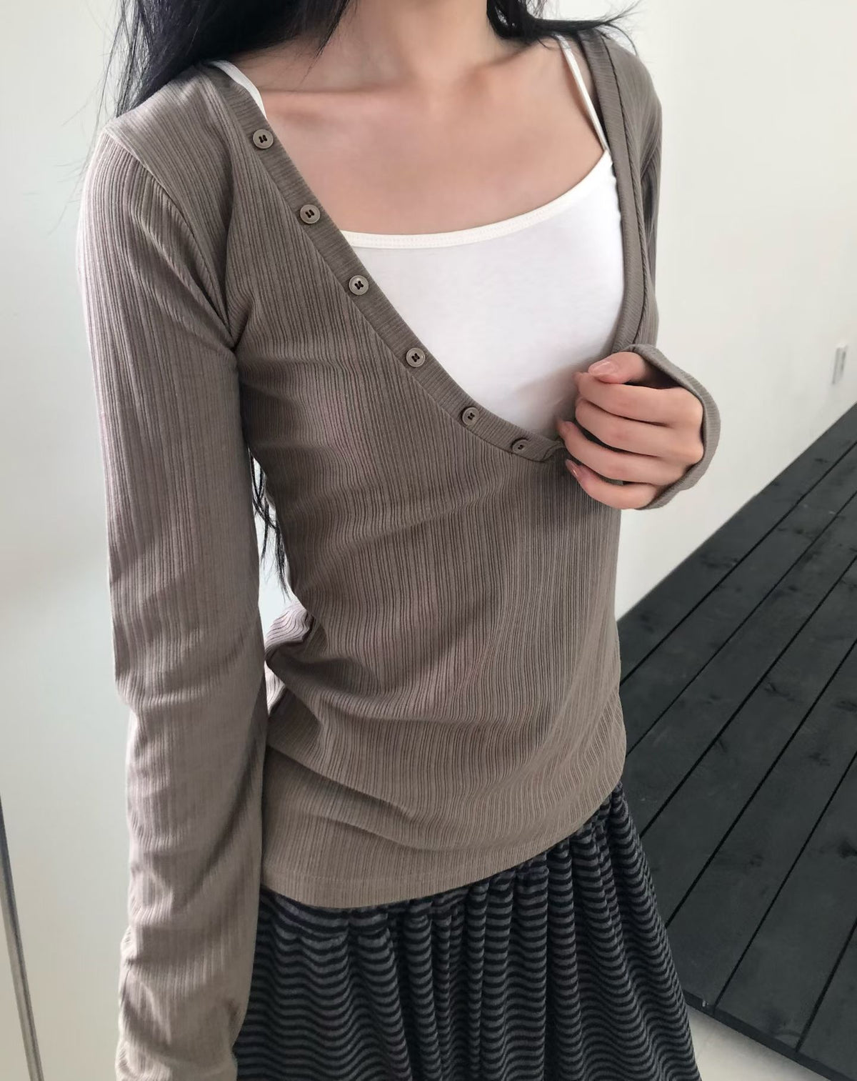 Layered V-Neck Ribbed Top - 3 colours
