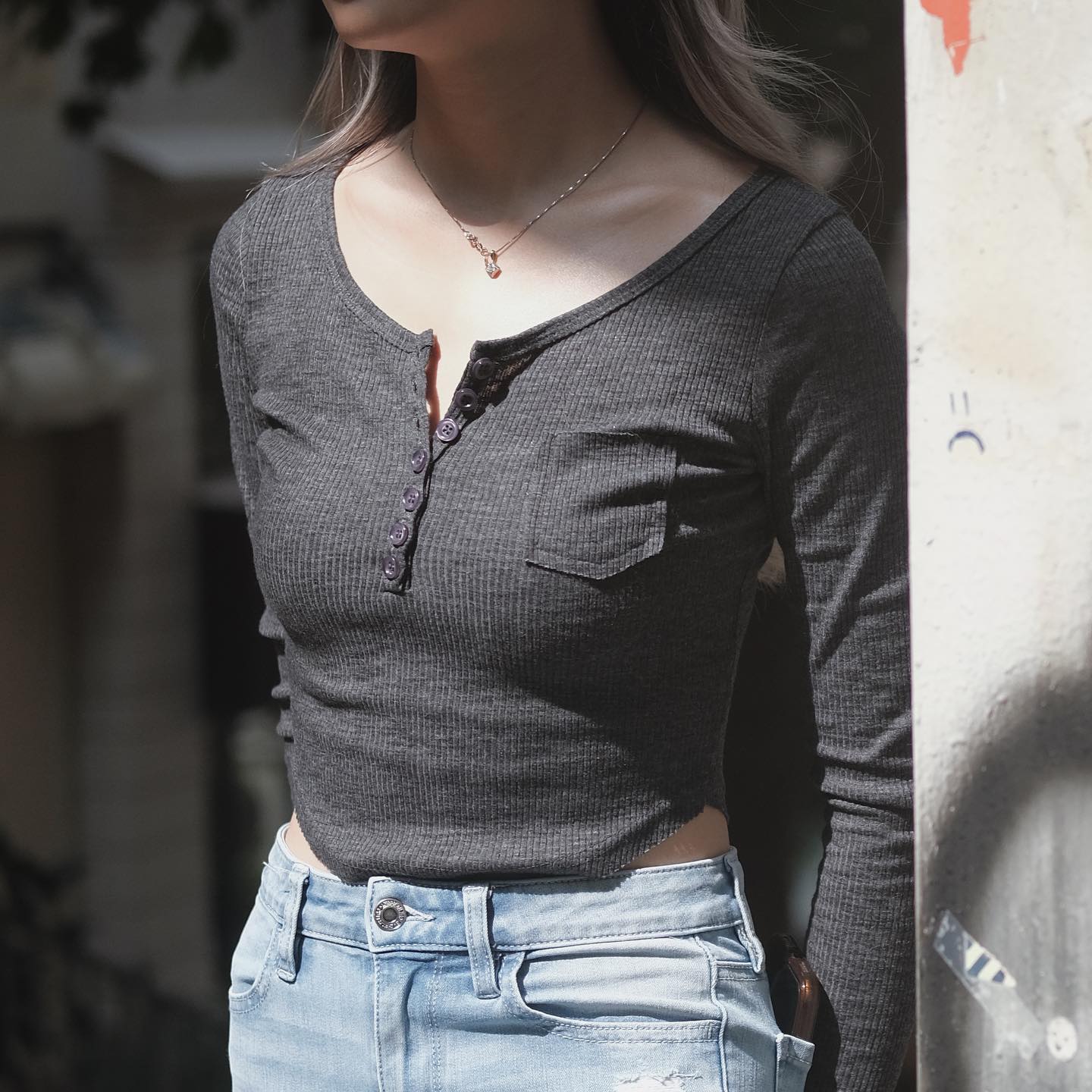 Button Up Long Sleeve Basic Top