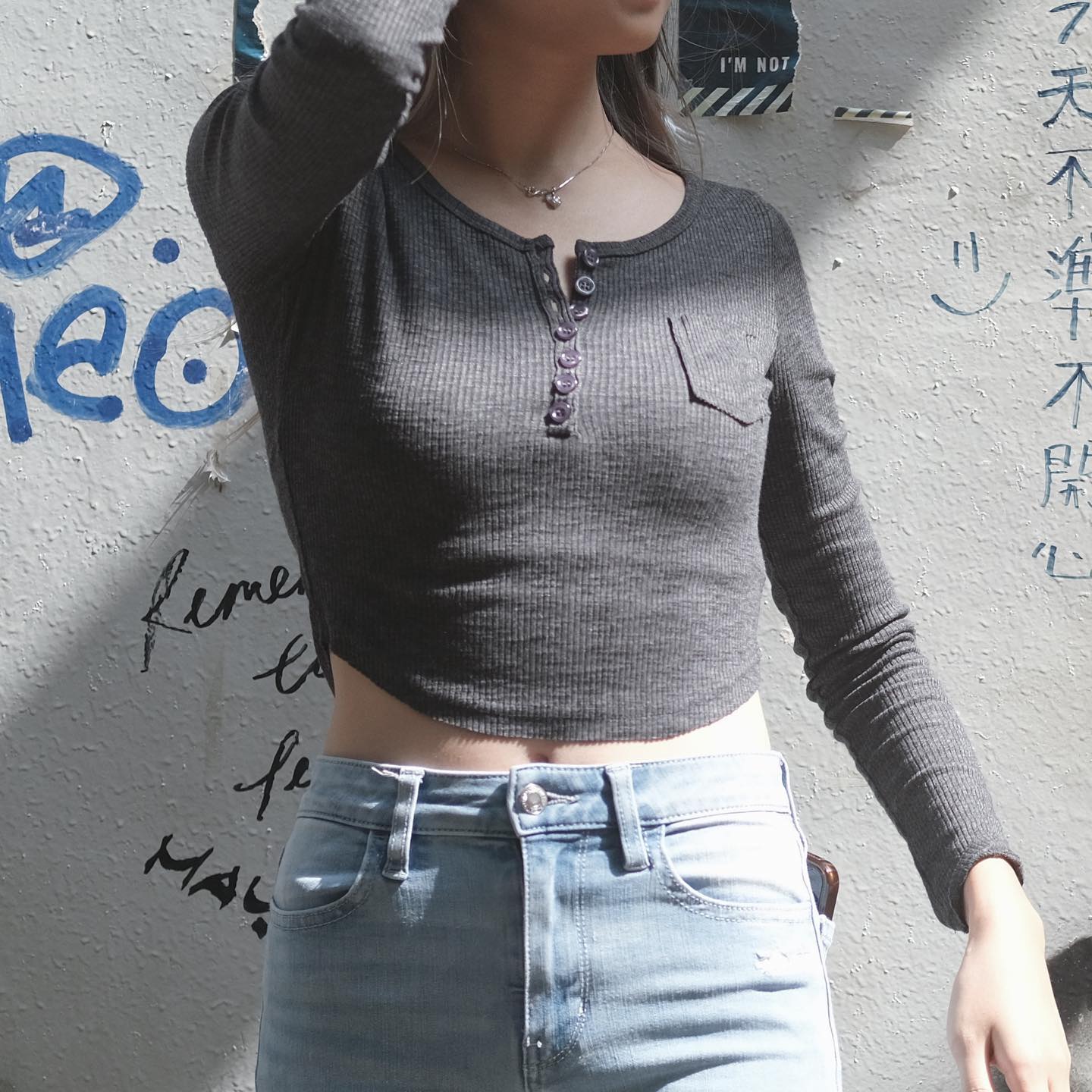 Button Up Long Sleeve Basic Top