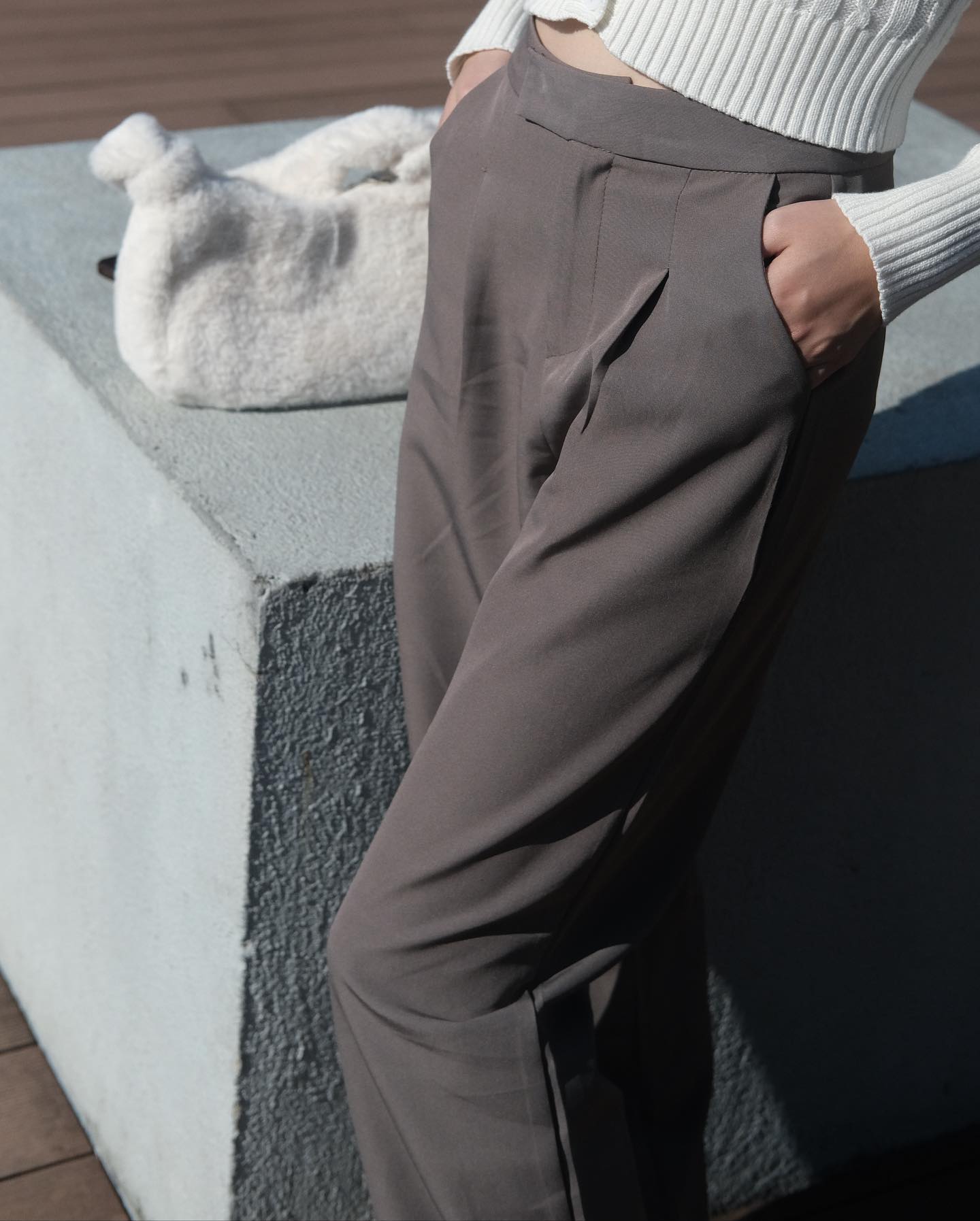 Today Not Working High-waist Pants - Grey