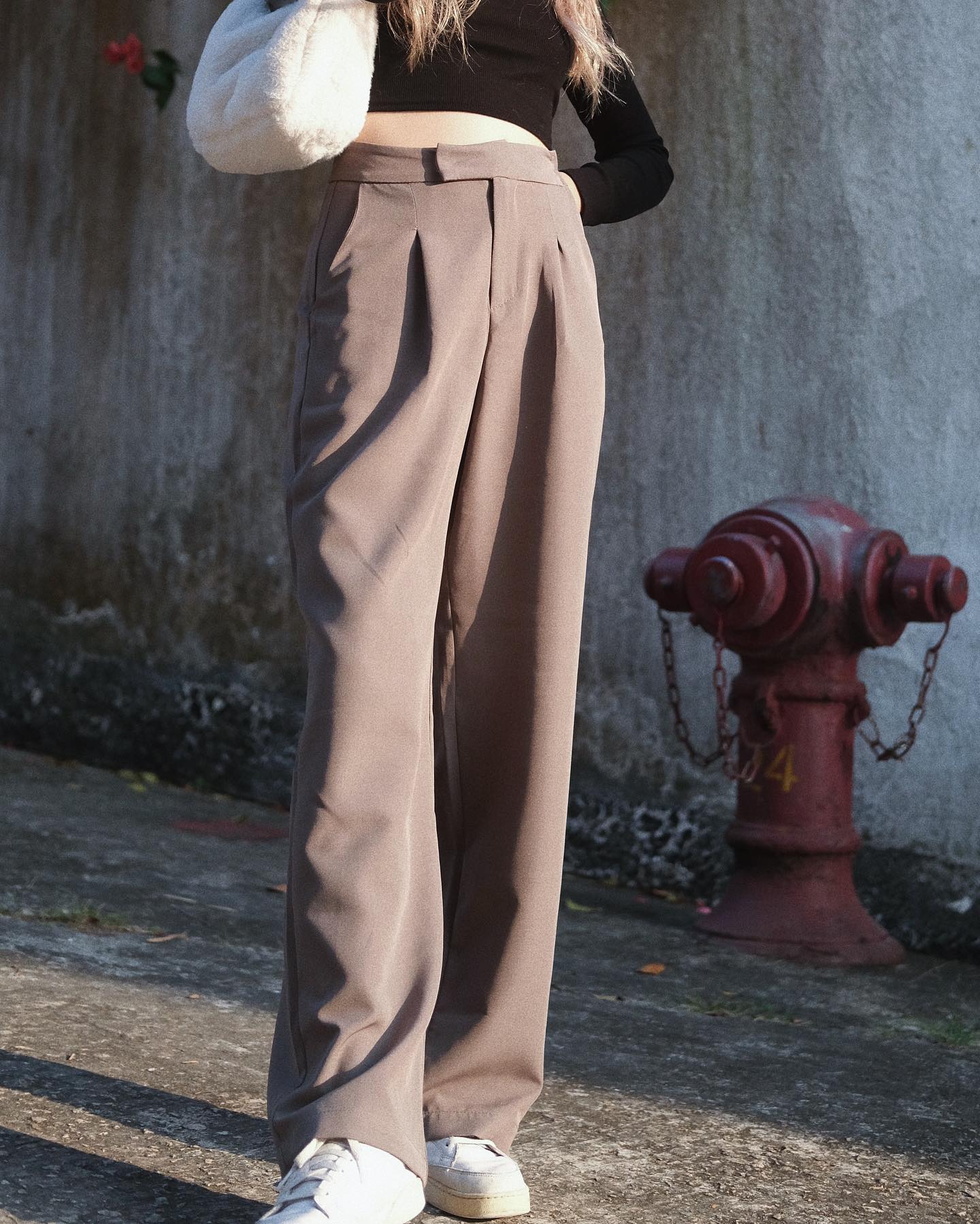 Today Not Working High-waist Pants - Grey