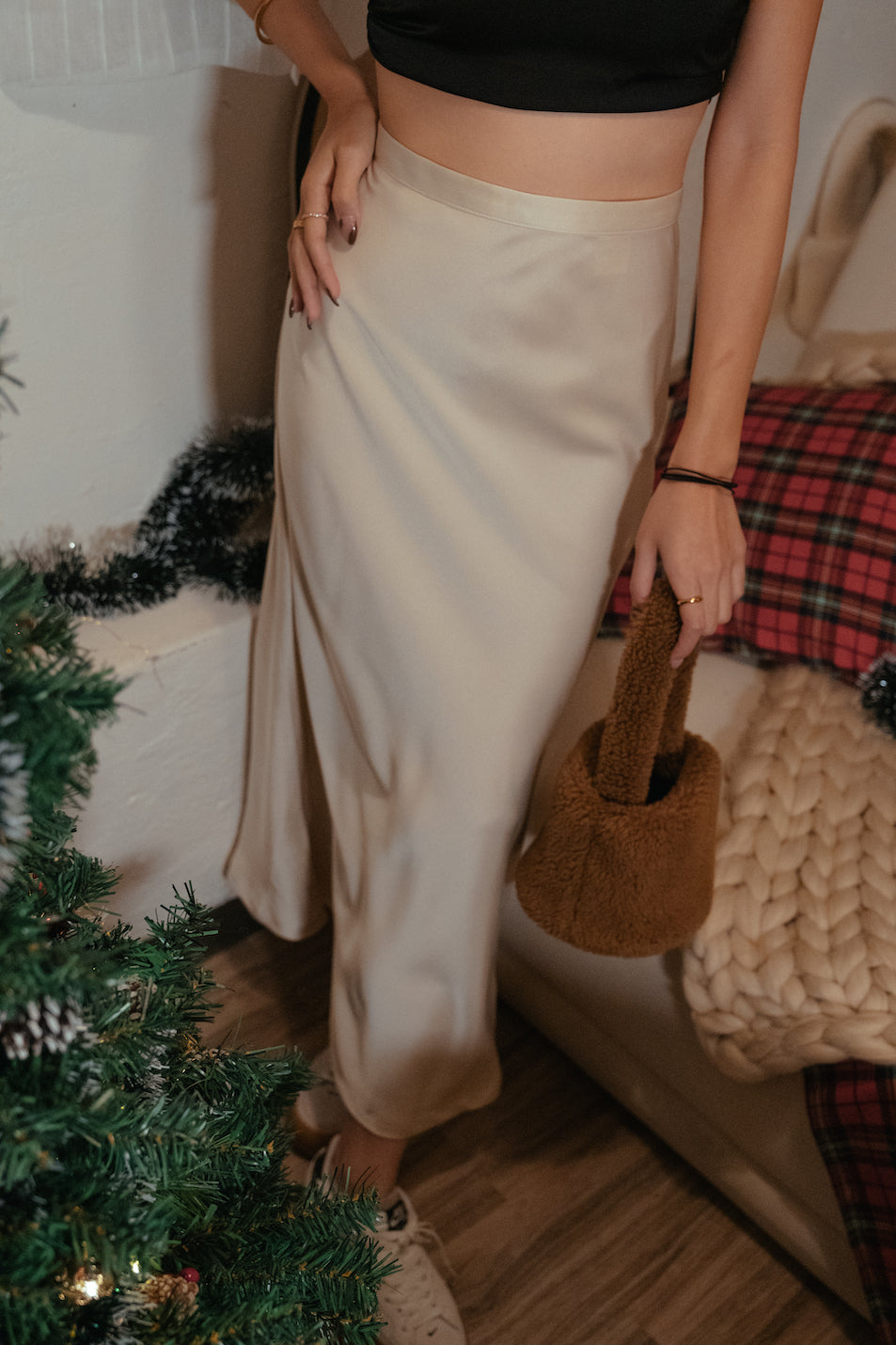 Mermaid Silky Midi Skirt - Ivory