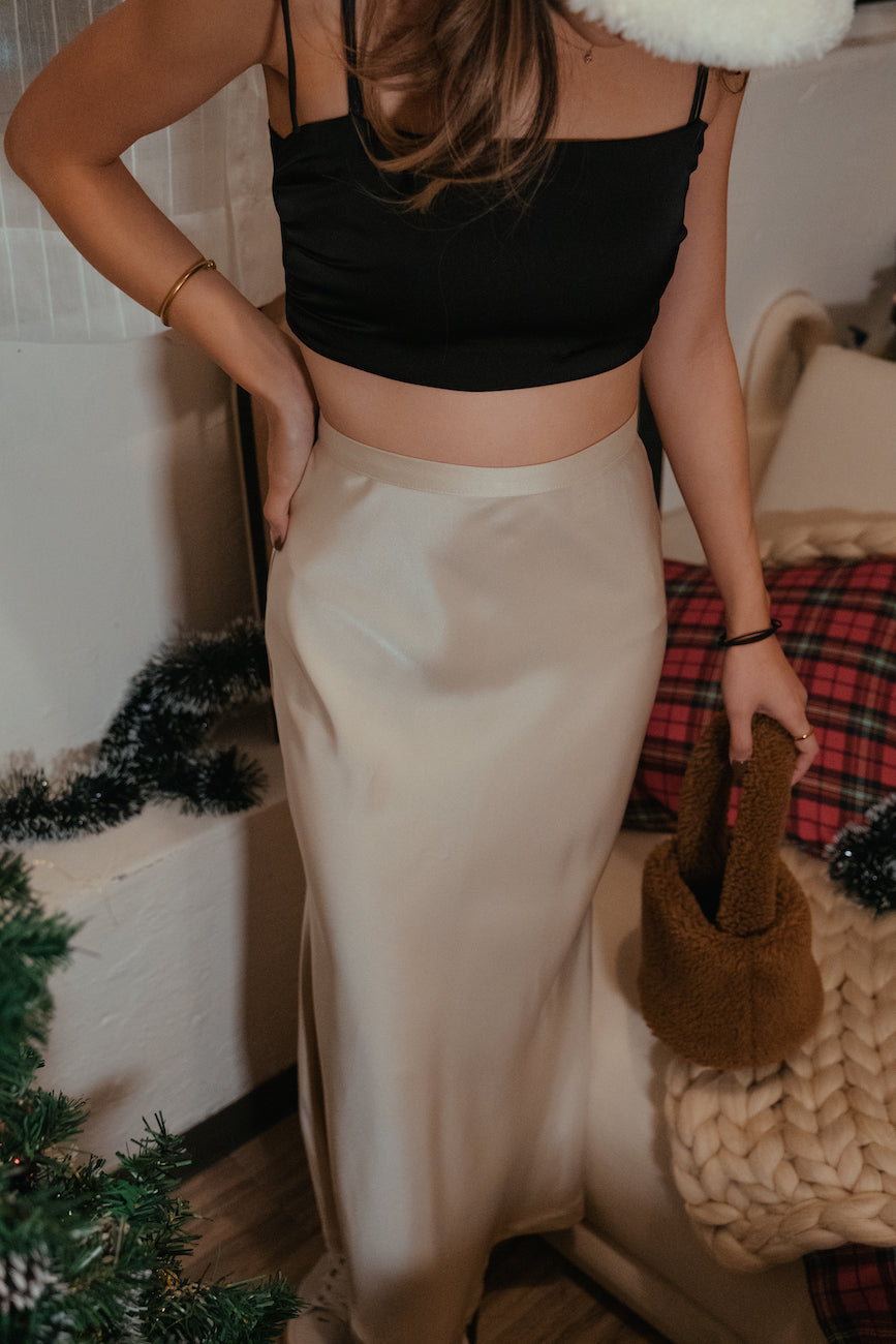 Mermaid Silky Midi Skirt - Ivory