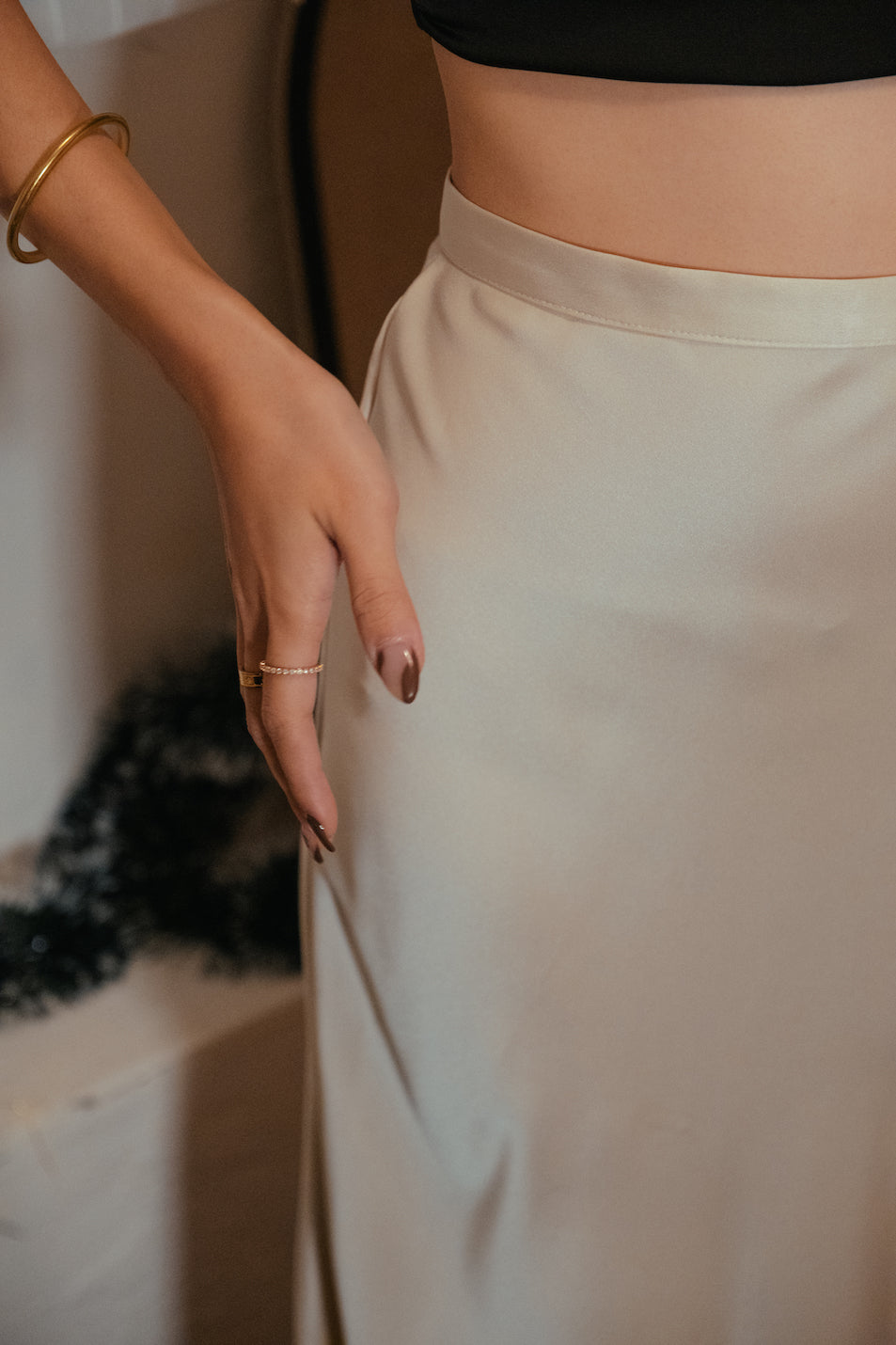Mermaid Silky Midi Skirt - Ivory