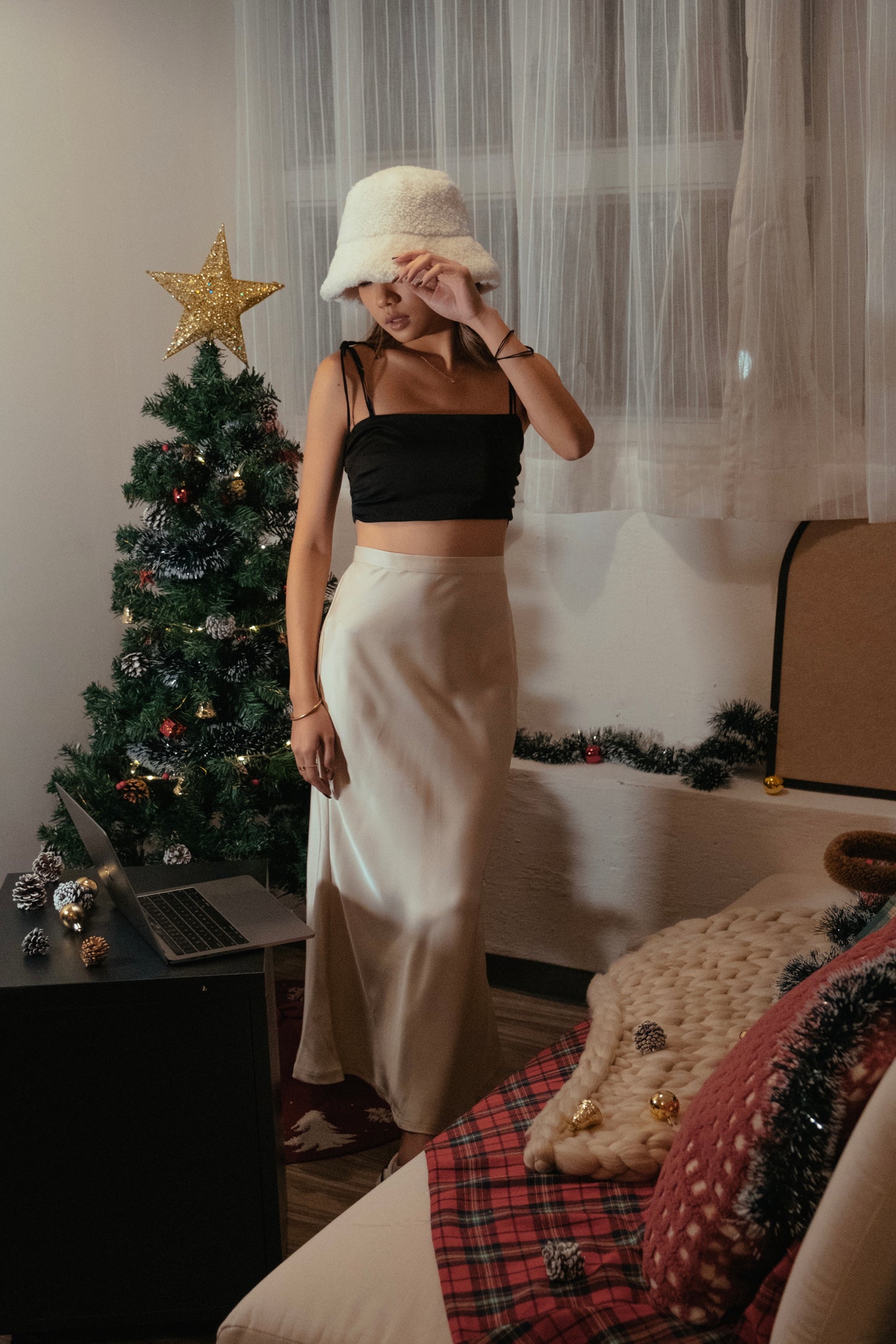 Mermaid Silky Midi Skirt - Ivory