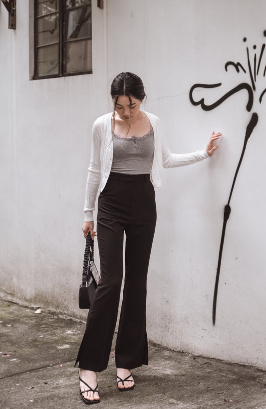 Hourglass High-rise Stretchy Flare Slacks - Black