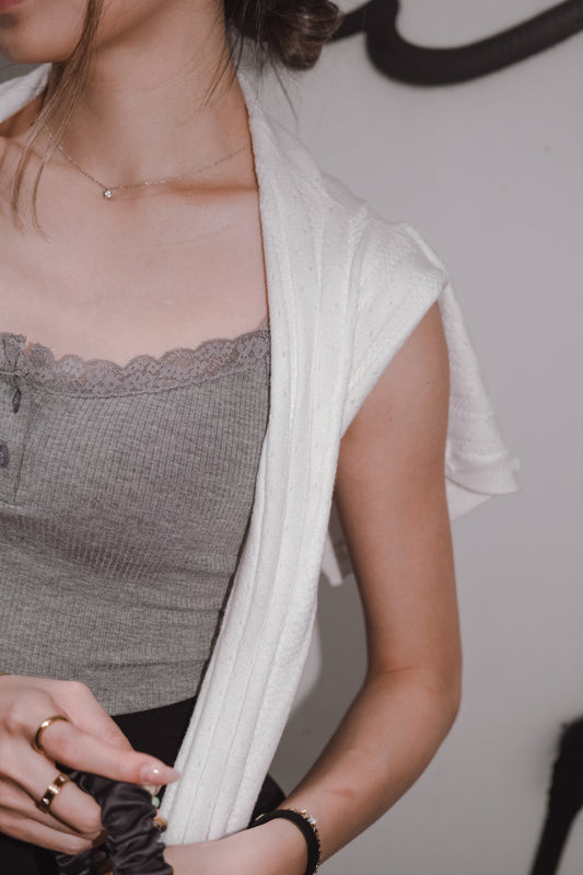 Babe Girl Lace Cami - Grey