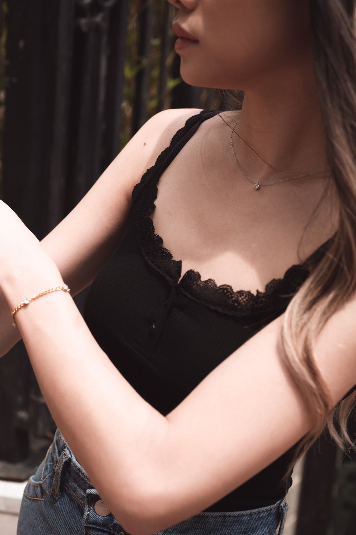Babe Girl Lace Cami - Black