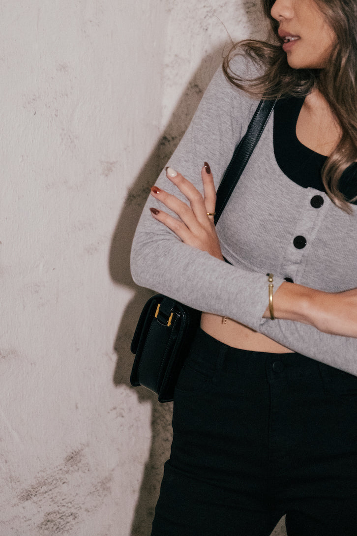 Double Shot Two Layers Top - Grey/Black
