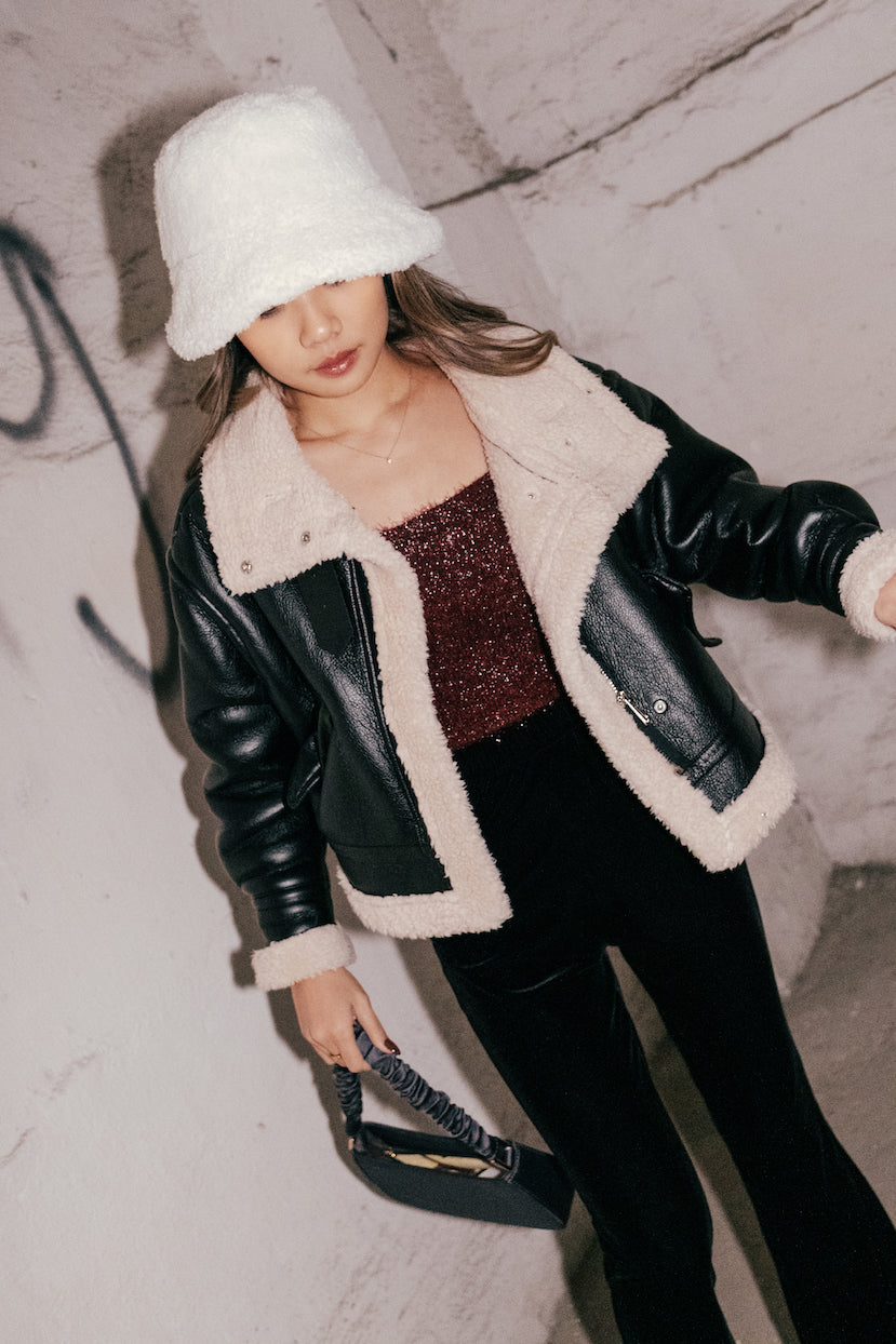 Fleece Faux Leather Jacket