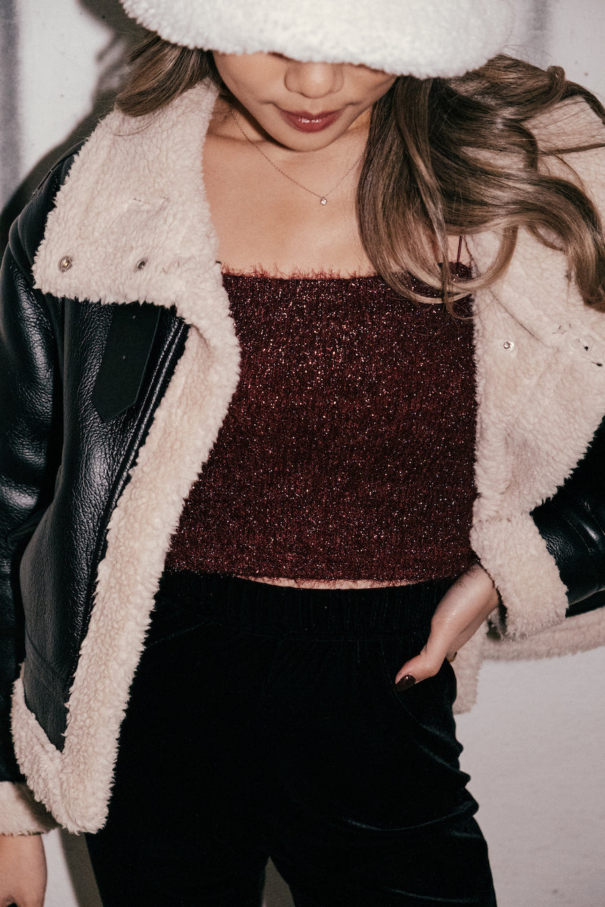 Fleece Faux Leather Jacket
