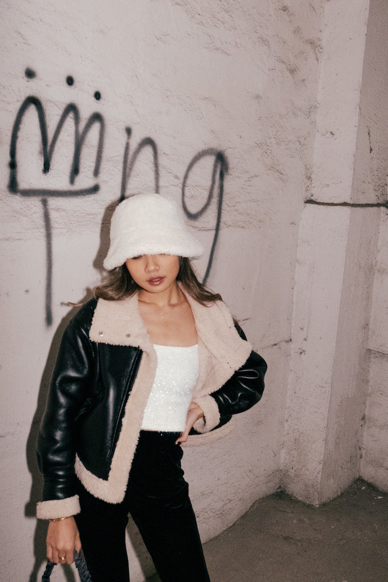 Fleece Faux Leather Jacket