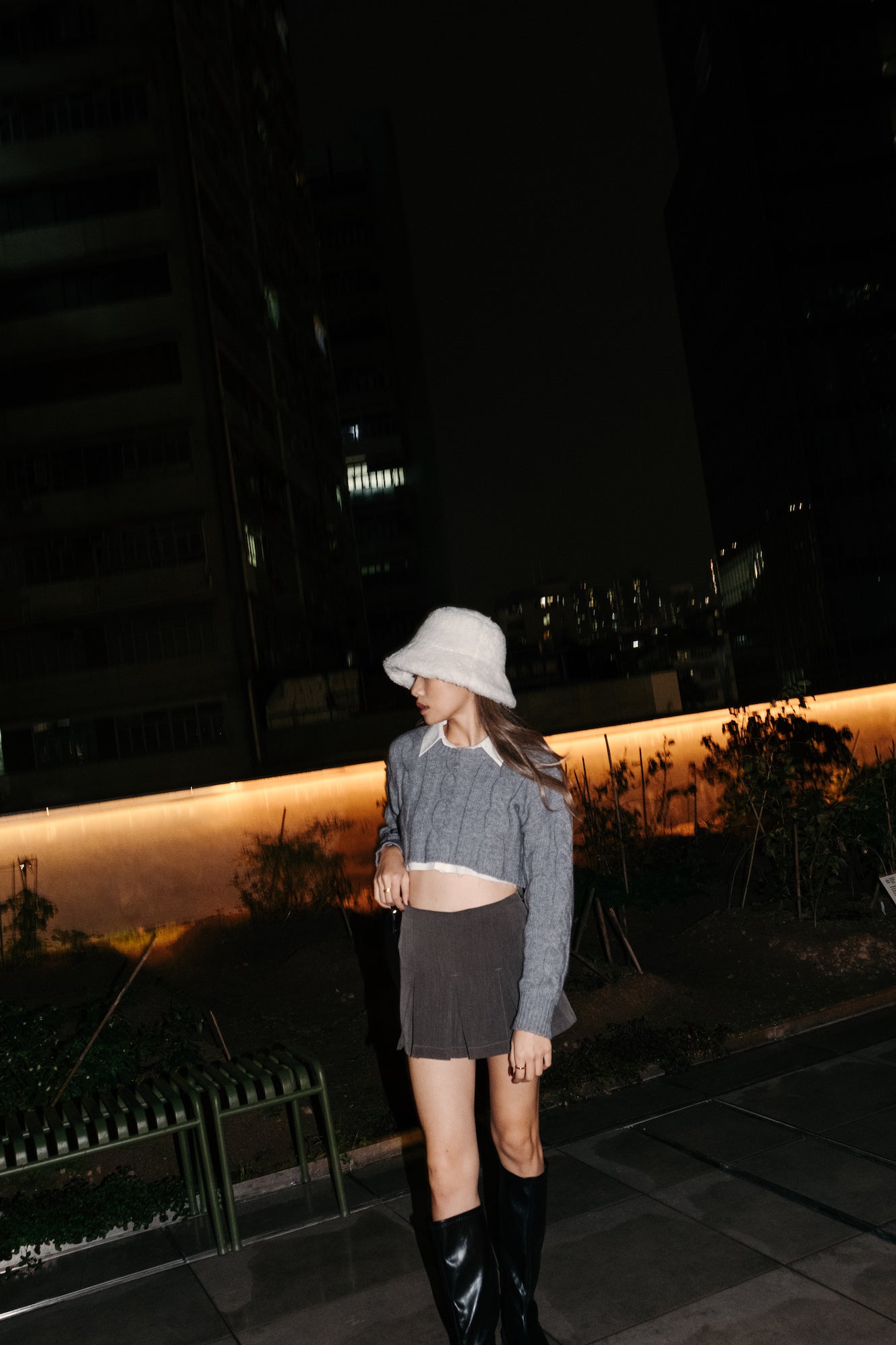 Oops Mid Rise Mini Skirt - Grey