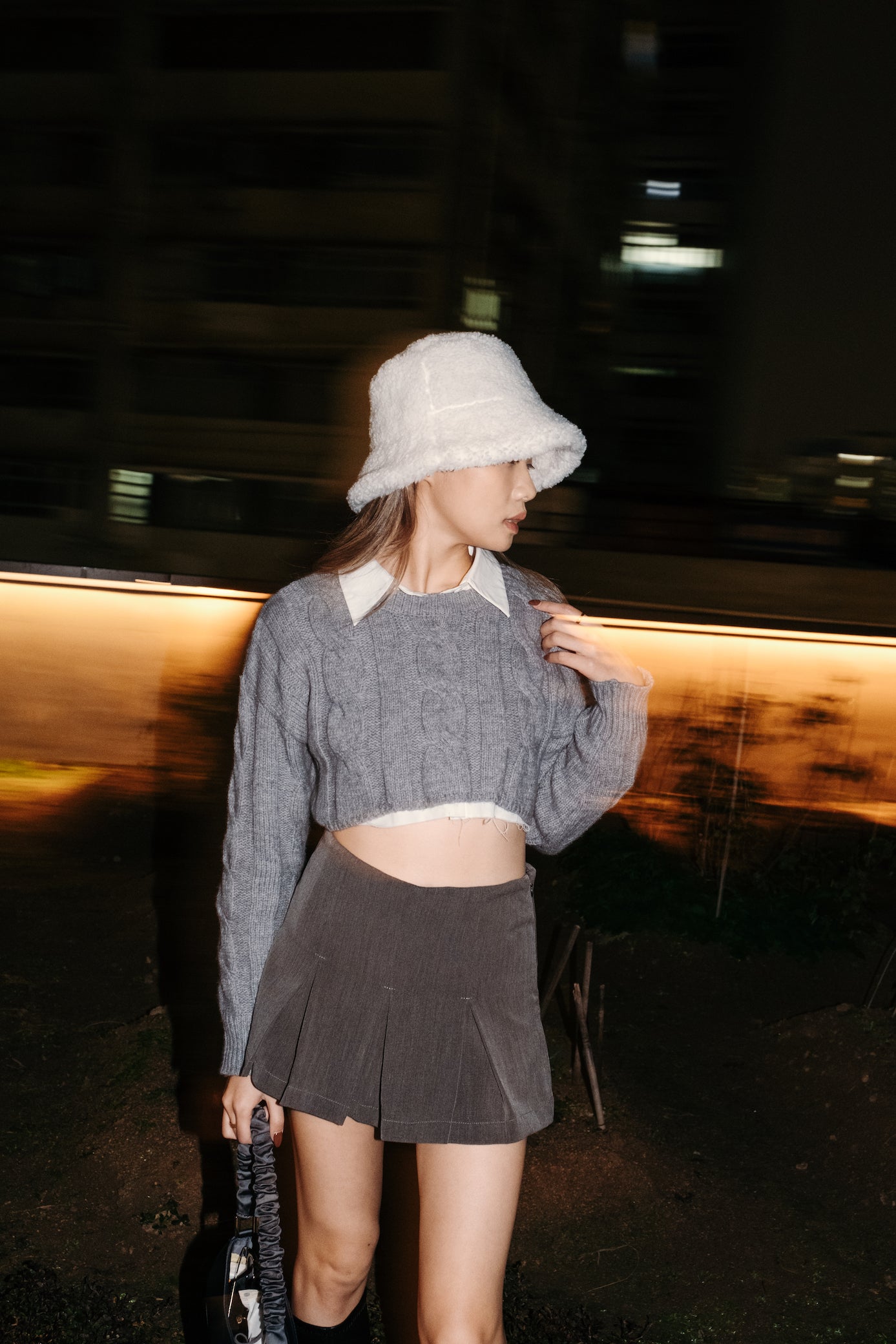 Oops Mid Rise Mini Skirt - Grey