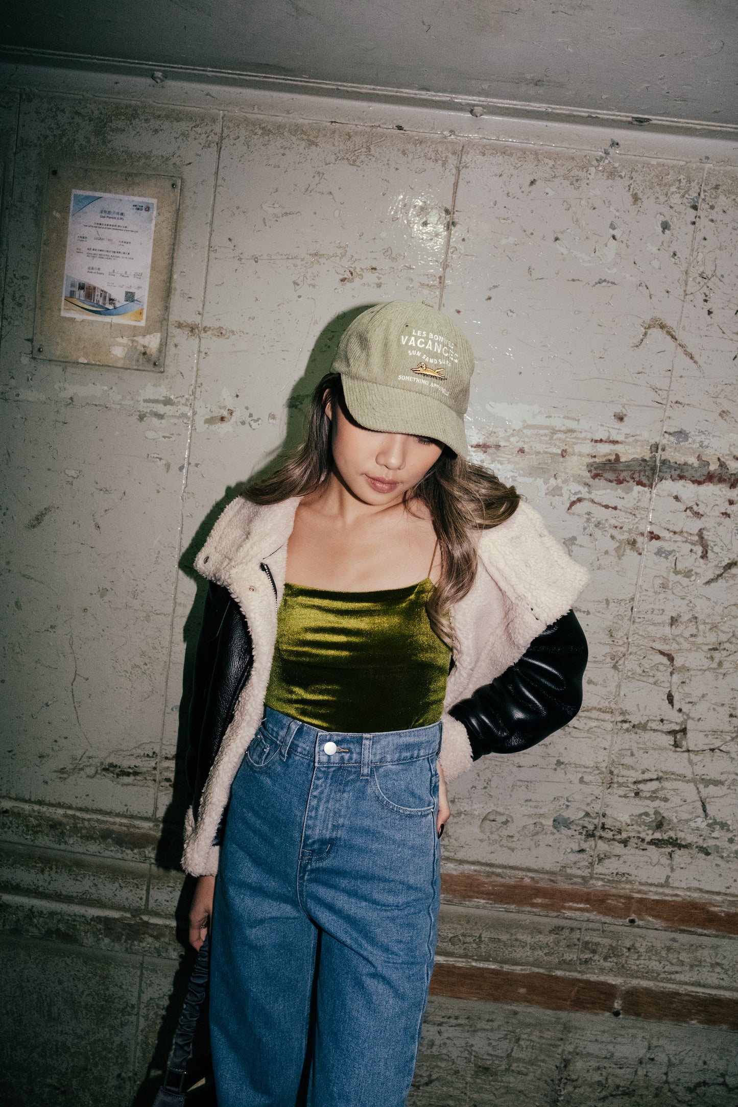 Cutie Velvet Cami Top - Olive
