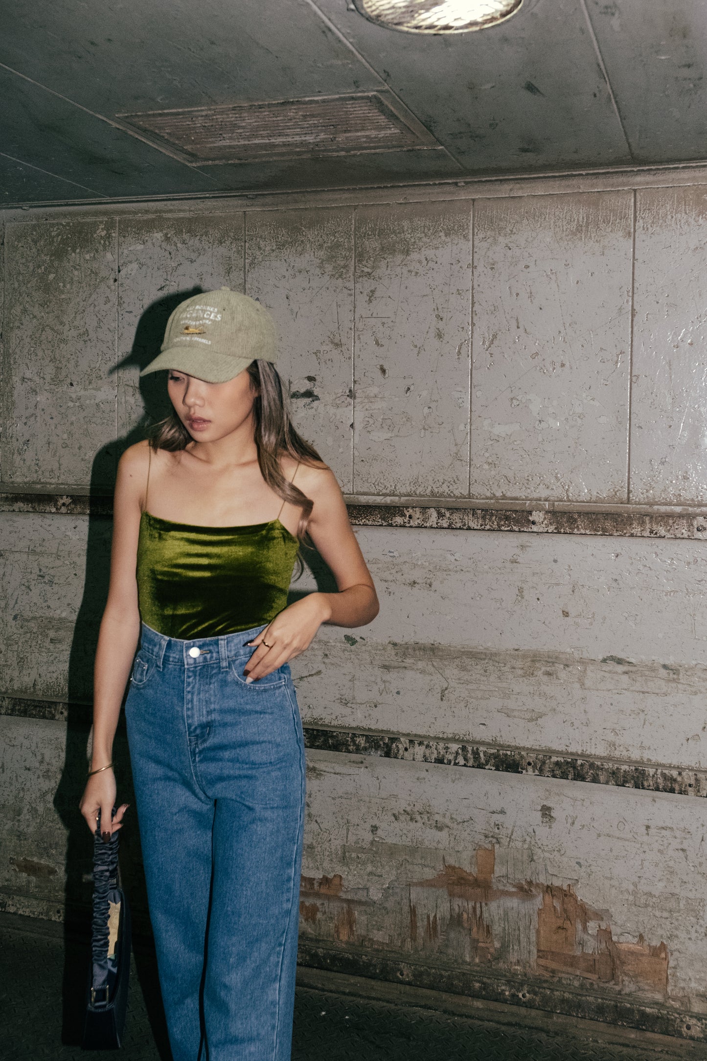 Cutie Velvet Cami Top - Olive