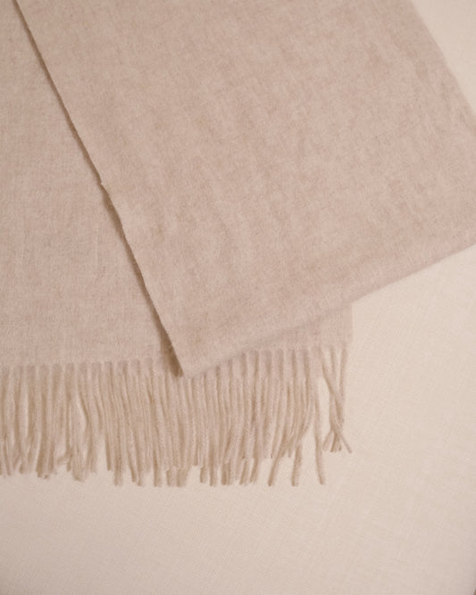 100% Wool Scarf - Cream