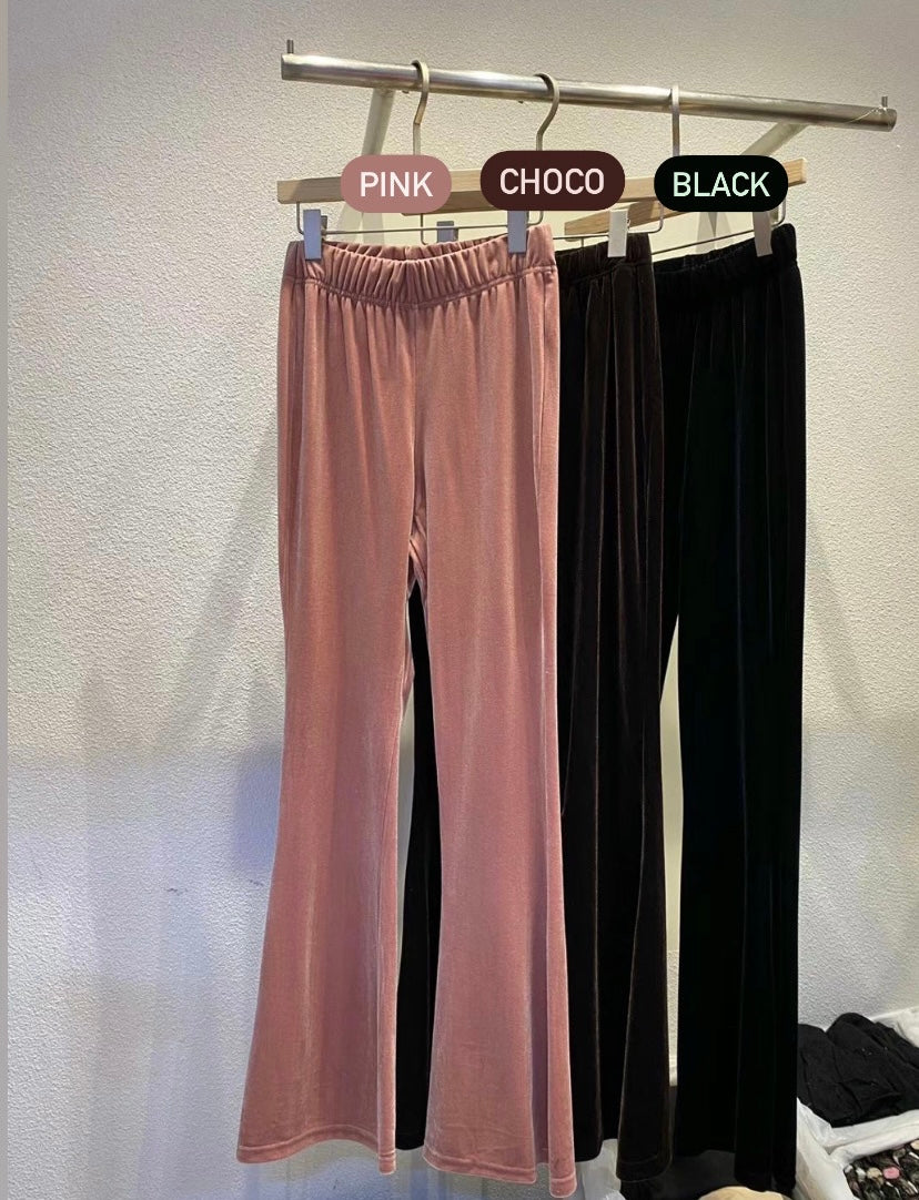 Velvet High-waist Elastic Flare Pants - 3 colours