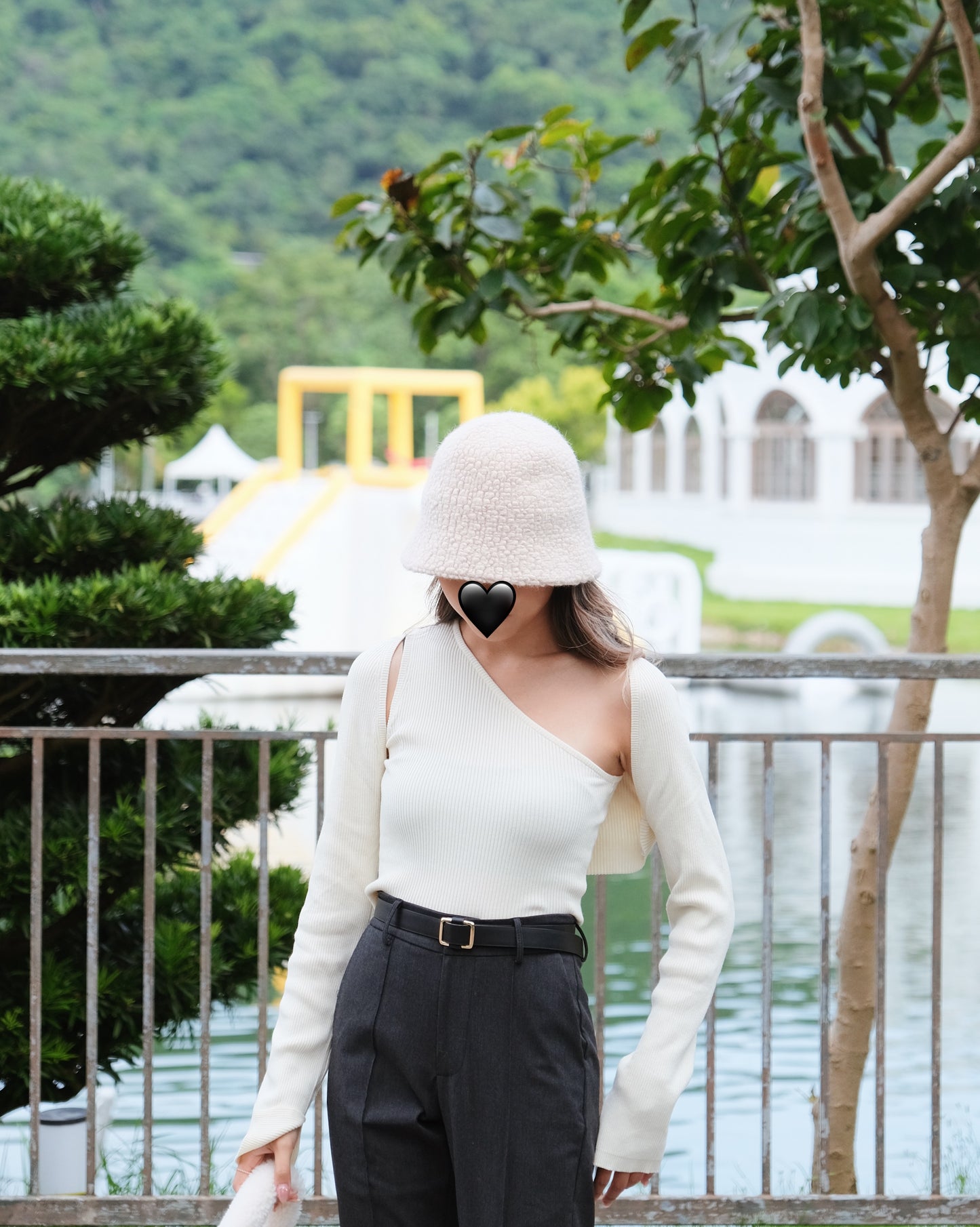 One Shoulder Two Piece Bolero Top - Beige