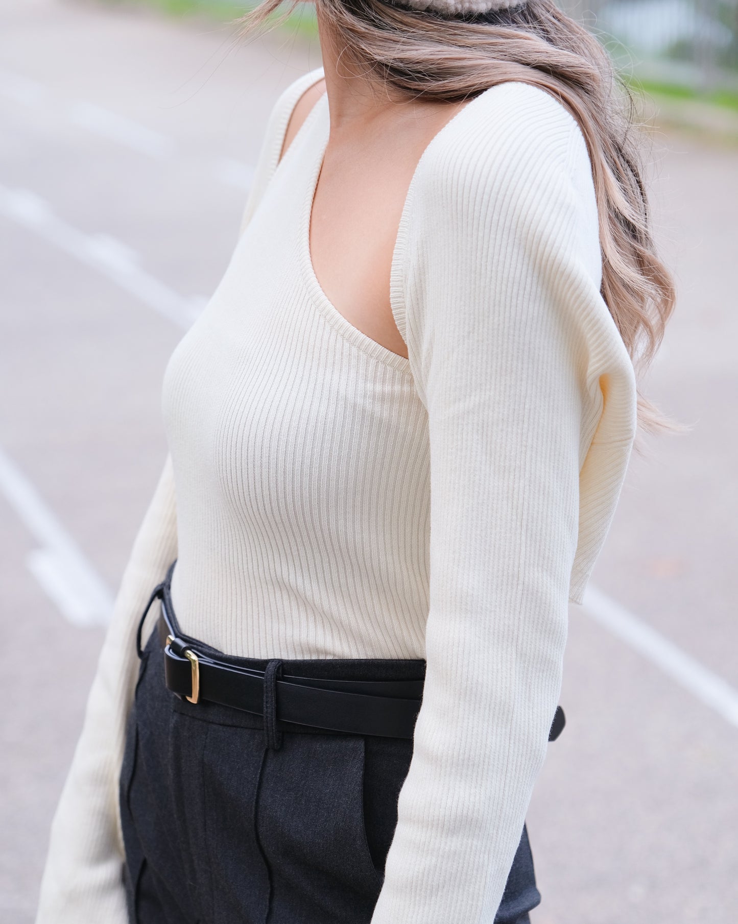 One Shoulder Two Piece Bolero Top - Beige