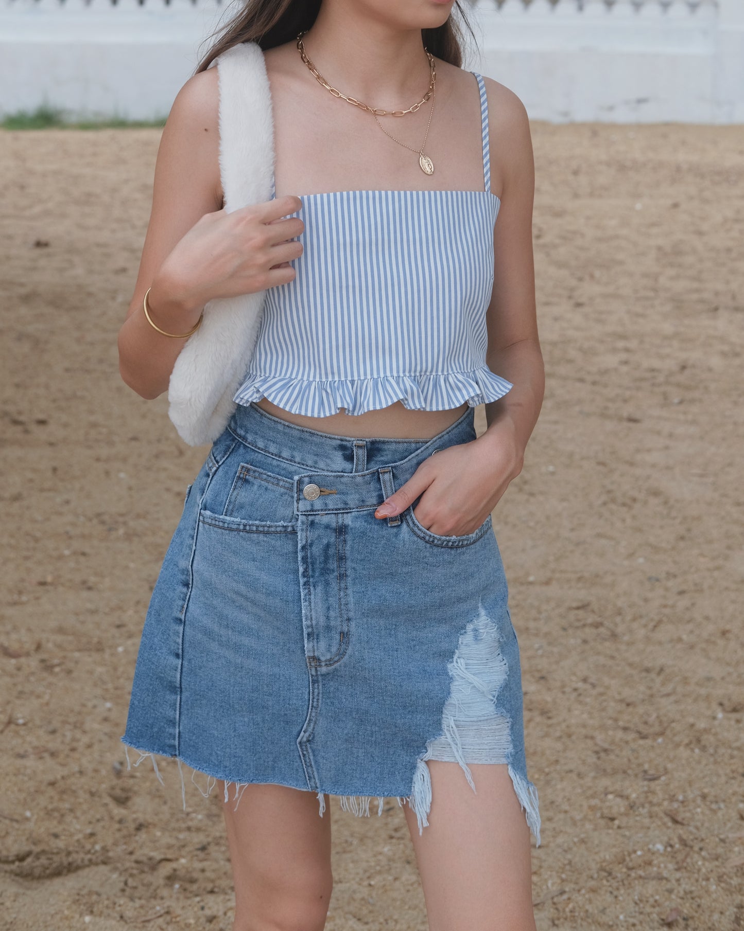 The Summer Party Tie Back Top - Baby Blue