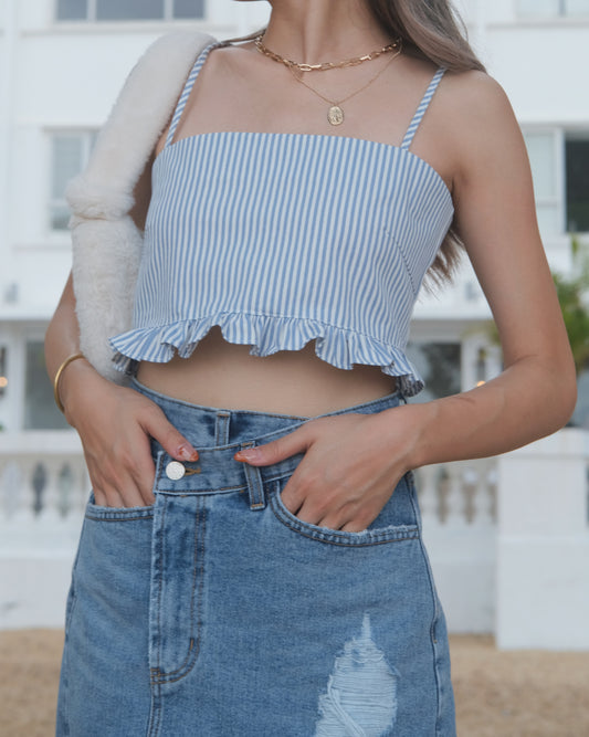 The Summer Party Tie Back Top - Baby Blue