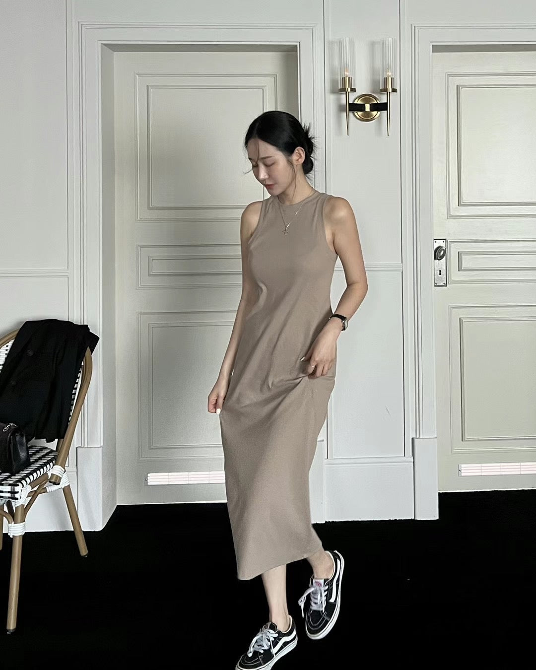 Endless Halter Neck Maxi Dress - Beige