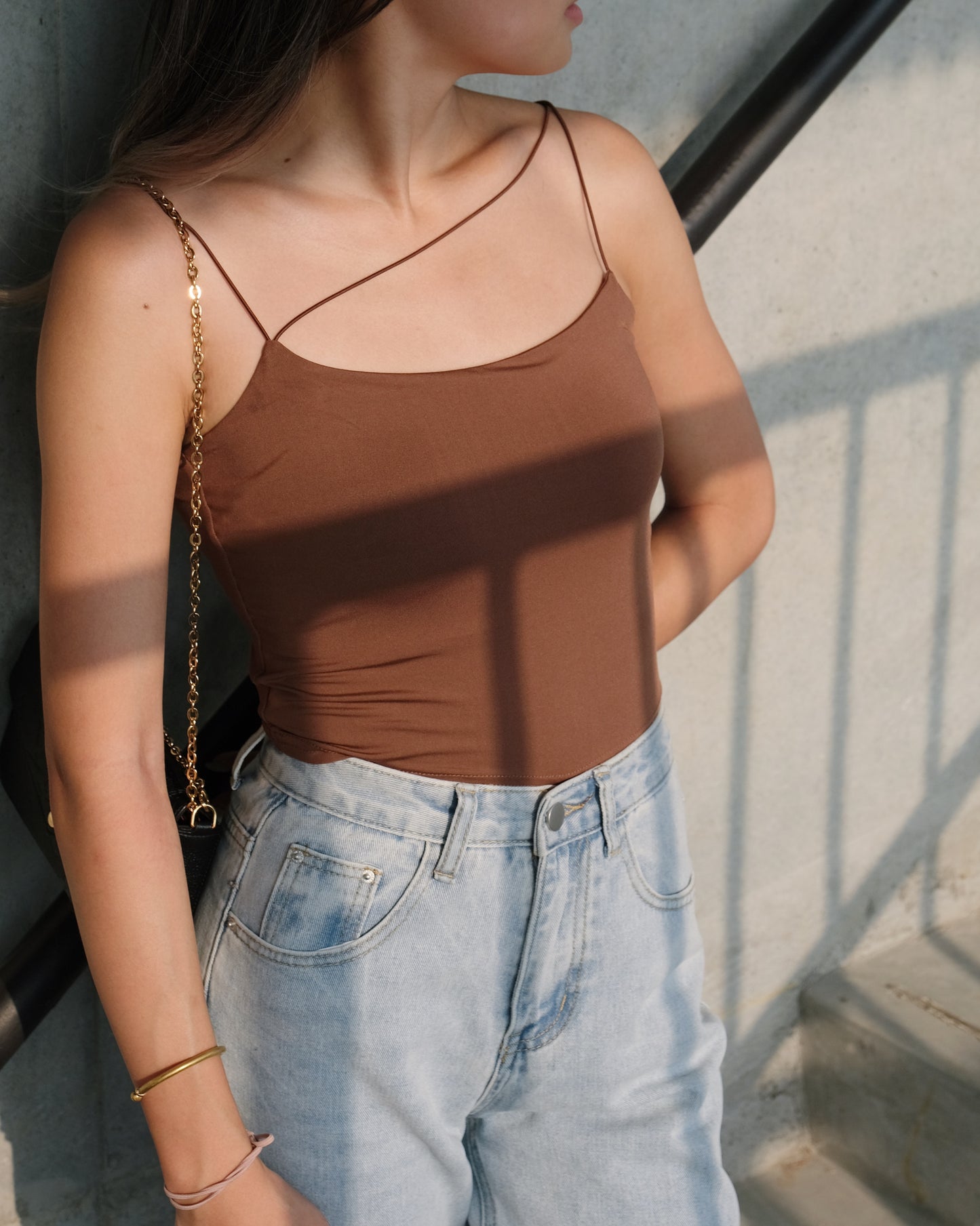 Cross Across Cami Top - Brown